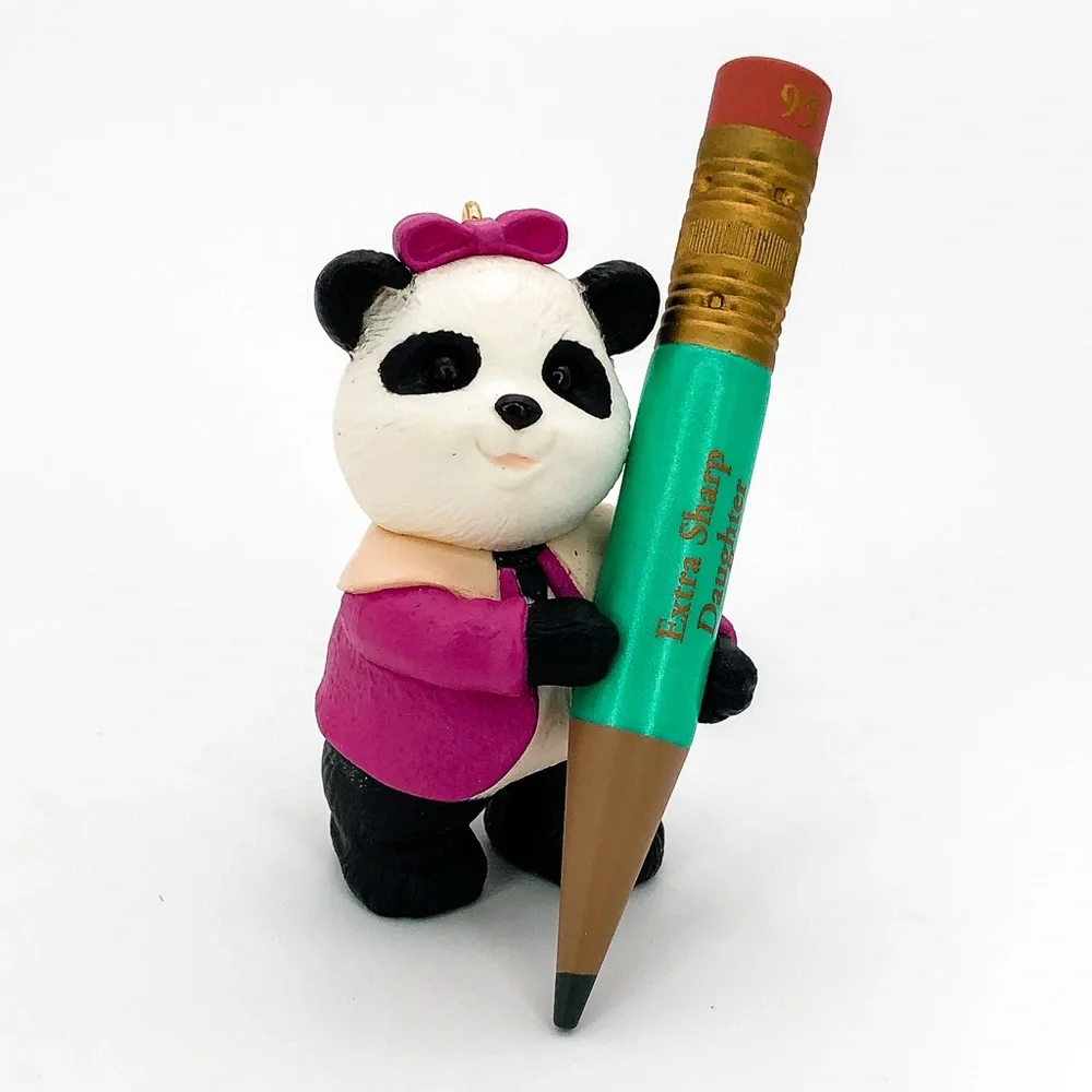 Vintage Hallmark Christmas Ornament Panda Figurine for Daughter 1995 NEW